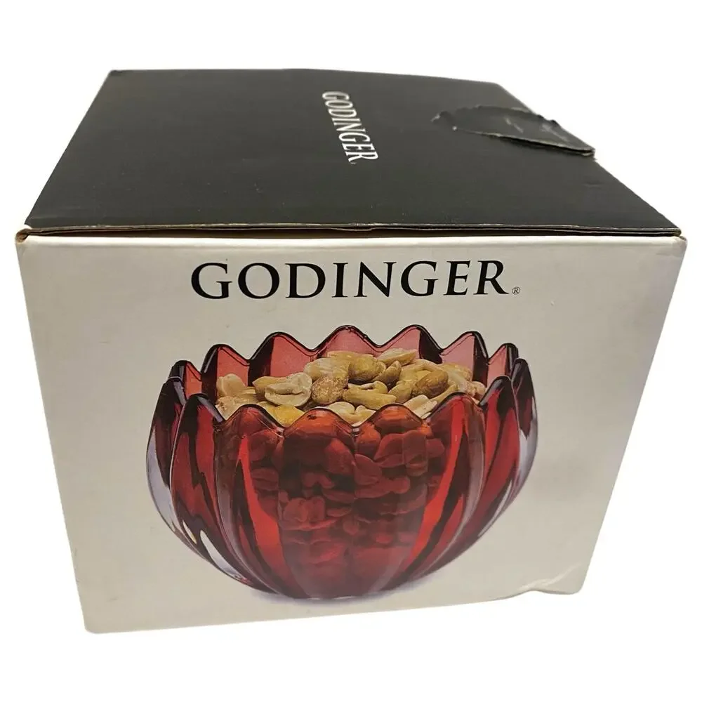 New in Box GODINGER Red Crystal Votive Holder with bonus tealight candle Vase